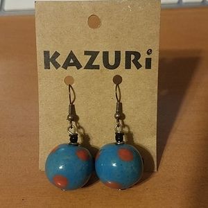 New Handpainted Sphere Dotted Kazuri Beads Earrings